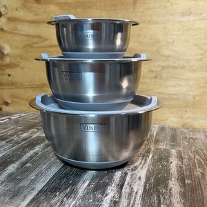 Viking Stainless Steel 3 Bowl Set with Lids